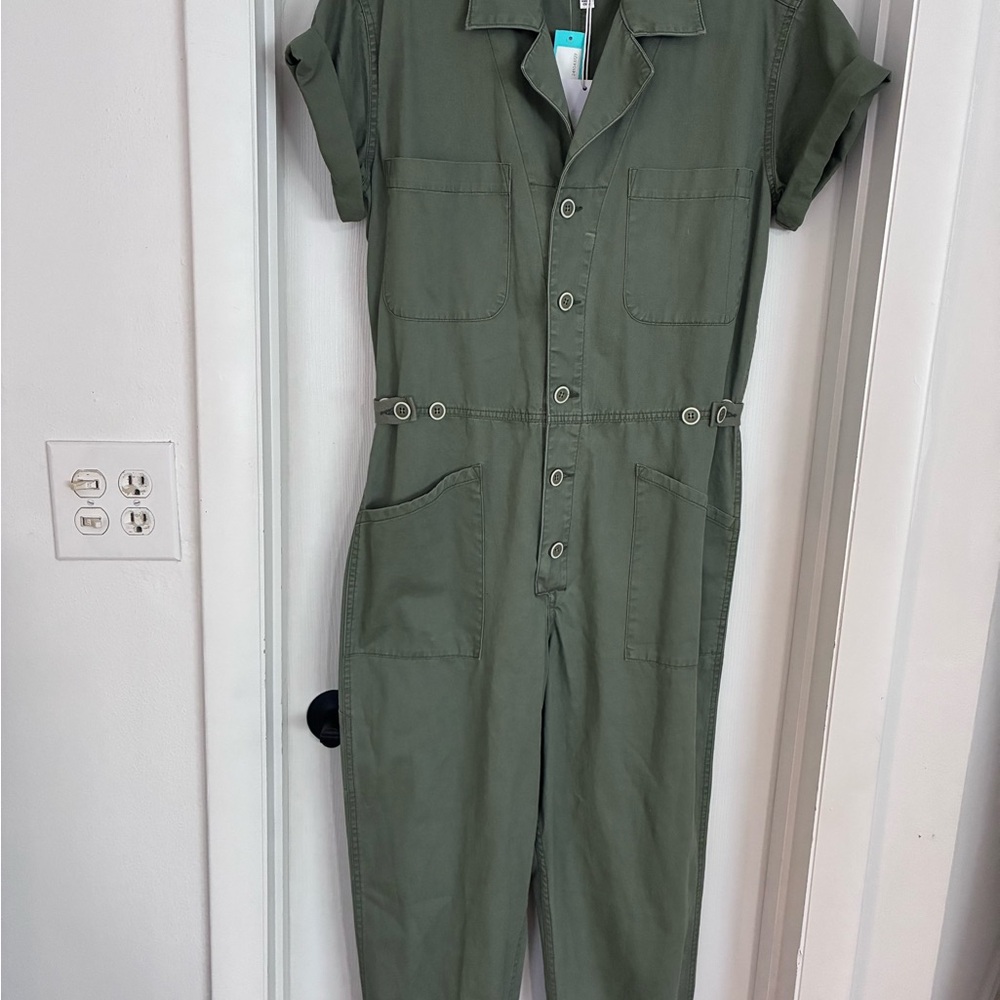 Pistola Sage Green Button-Up Jumpsuit
